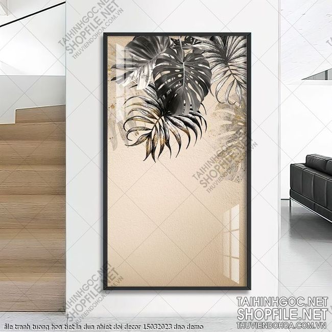 file tranh tuong hoa tiet la dua nhiet doi decor 15032023 dao